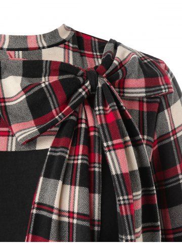

Plus Size Plaid Bowknot T Shirt, Black