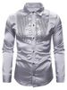 Glitter Sequins Insert Button Up Shirt -  