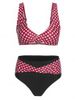 Polka Dot Print Padded Front Twist Bikini Swimwear -  