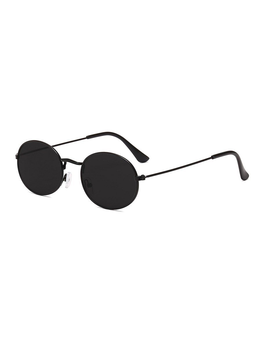 

Anti UV Metal Oval Sunglasses, Black eel