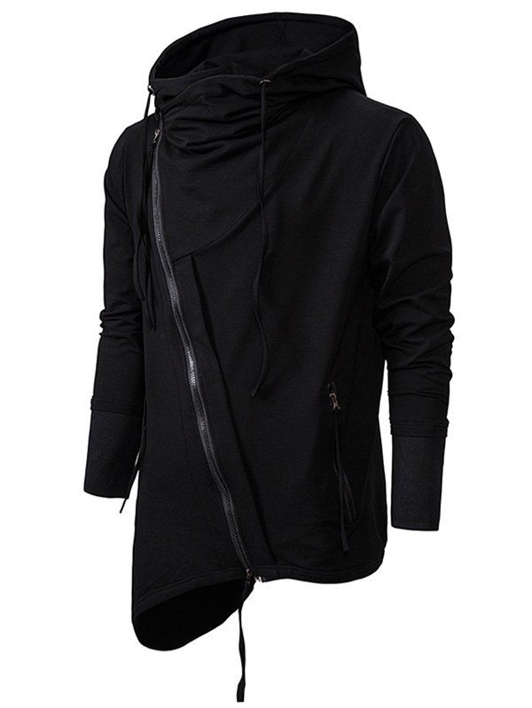 

Plain Asymmetric Gothic Hoodie, Black