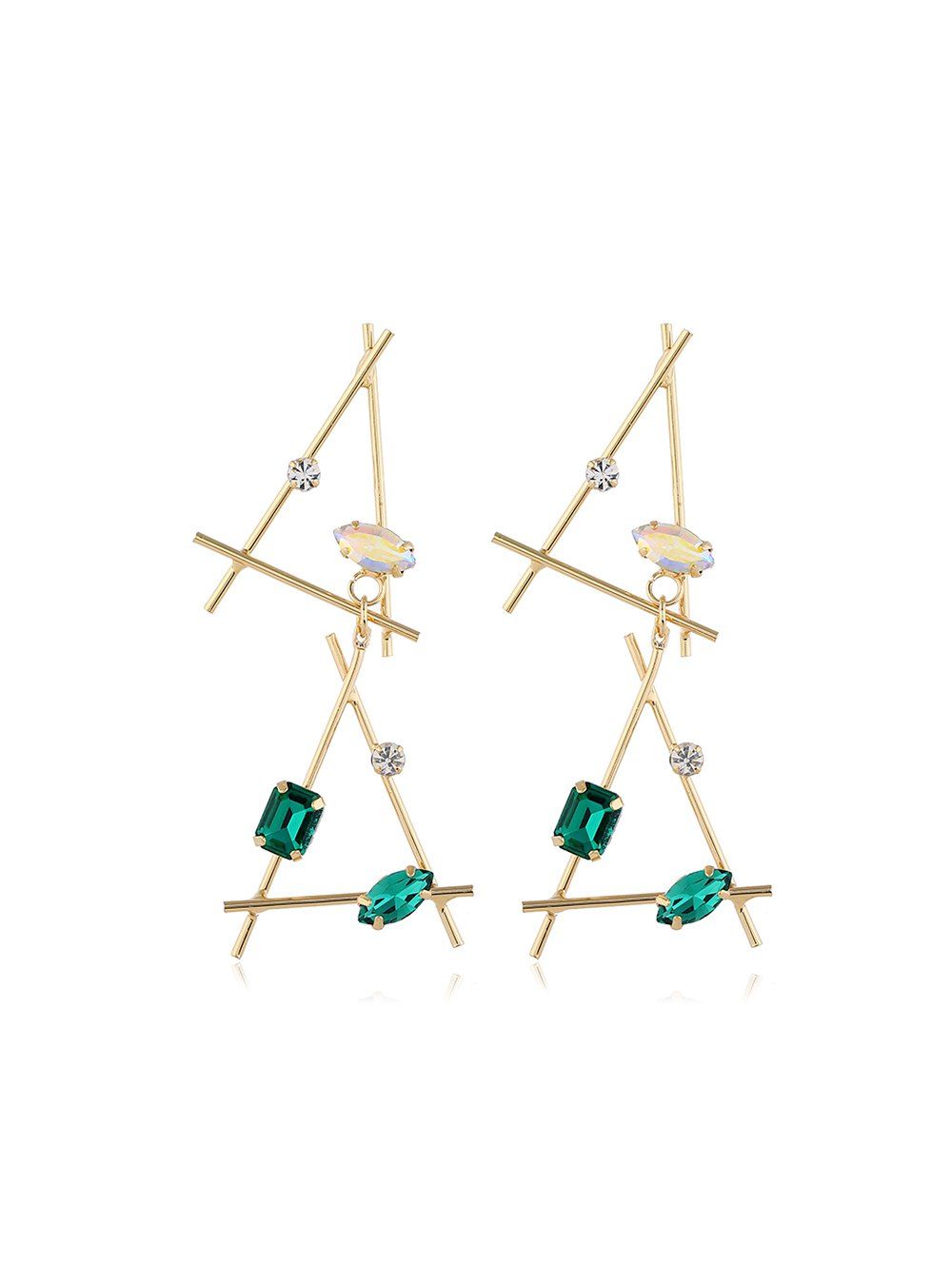 

Faux Gem Rhinestone Geometric Drop Earrings, Multi