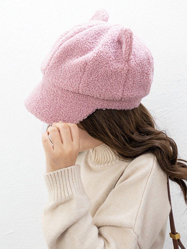 

Suede Ears Design Hat, Light pink