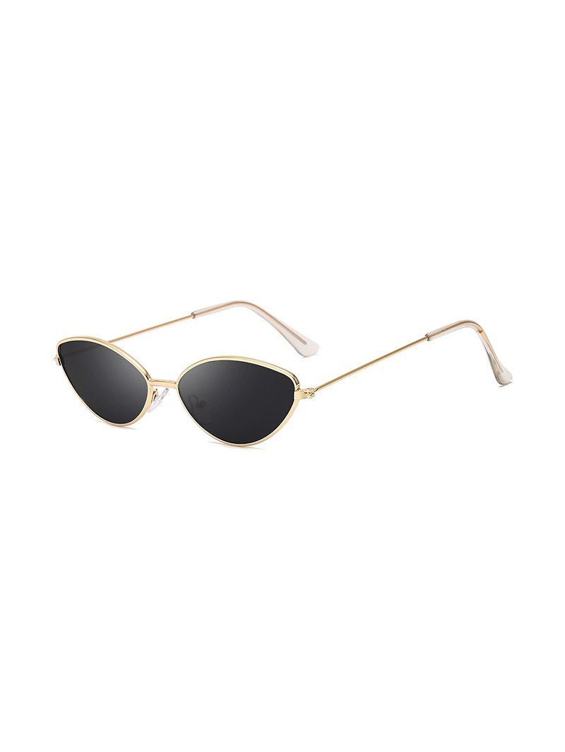 

UV Protection Kitty Eye Small Metal Sunglasses, Black