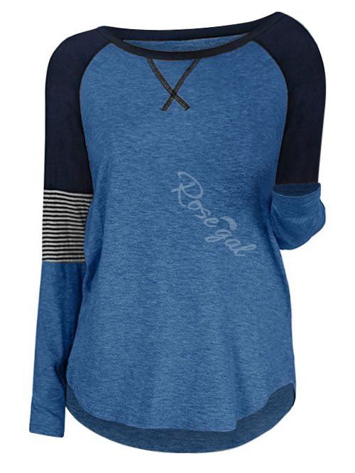 

Plus Size Colorblock Raglan Sleeve T Shirt, Silk blue