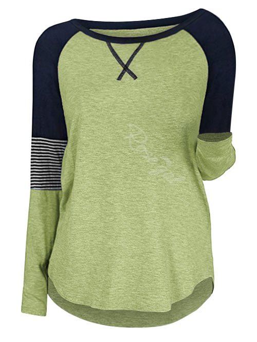 

Plus Size Colorblock Raglan Sleeve T Shirt, Avocado green