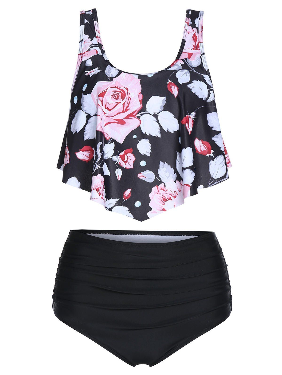 

Floral Print Ruched Tankini Swimsuit, Multi a