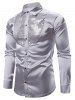 Glitter Sequins Insert Button Up Shirt -  