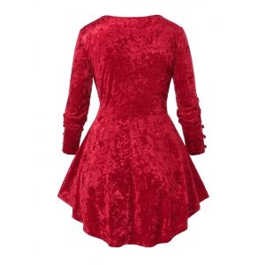 

Plus Size V Neck Long Sleeve T-Shirt, Lava red