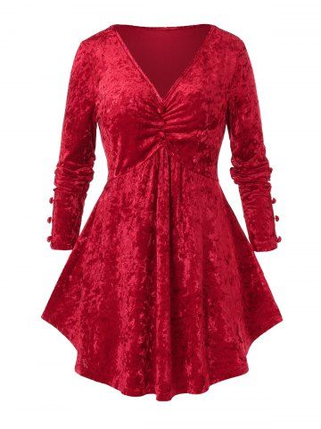 rosegal Plus Size V Neck Long Sleeve T-Shirt