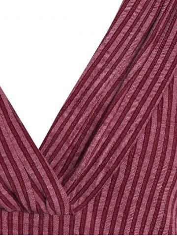

Deep V Striped Asymmetric Sweater, Red wine