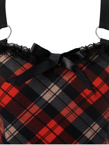 

Plus Size Punk O Ring Plaid Handkerchief Dress, Multi