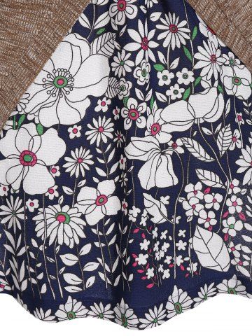 

Mock Button Floral Insert Ribbed Overlap Knitwear, Multi-a