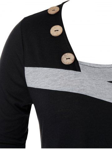 

Plus Size High Low Button T Shirt, Black