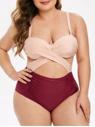 23 Off Plus Size Twist Push Up Two Tone Cutout One Piece