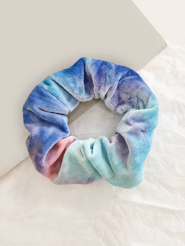 

Gradient Water Color Elastic Velour Fabric Scrunchy, Sky blue