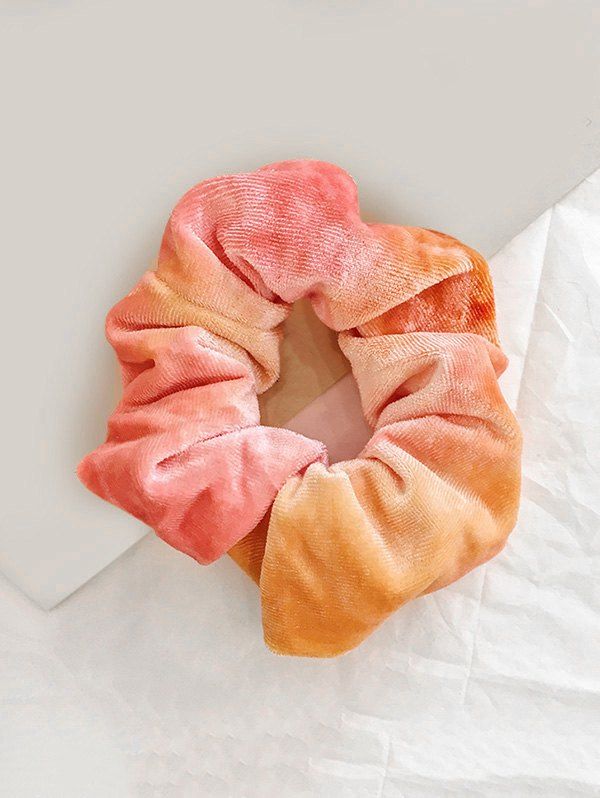 

Gradient Water Color Elastic Velour Fabric Scrunchy, Sandy brown