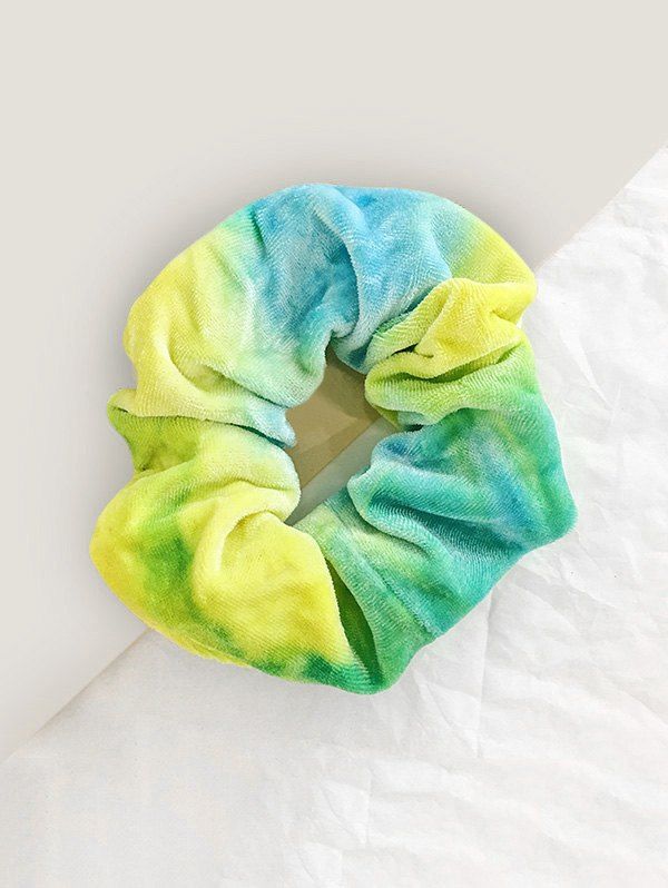 

Gradient Water Color Elastic Velour Fabric Scrunchy, Algae green
