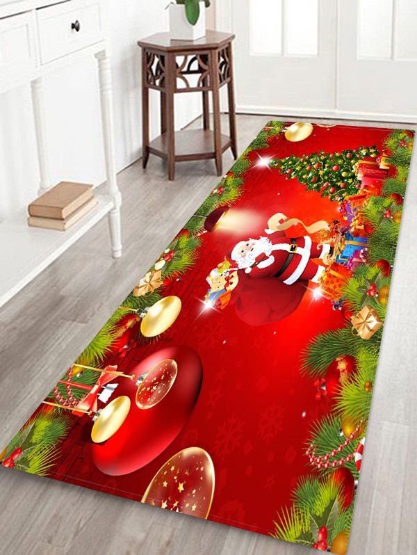 

Father Christmas Tree Printed Design Floor Rug, Multi