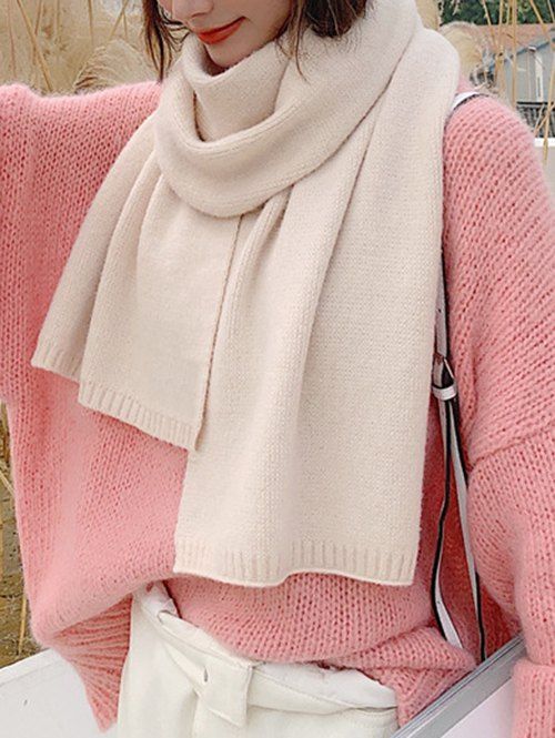 

Solid Color Knit Scarf, Warm white