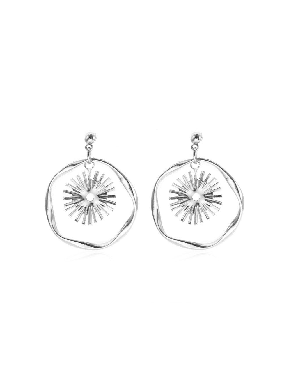 

Sun and Circle Drop Earrings, Silver