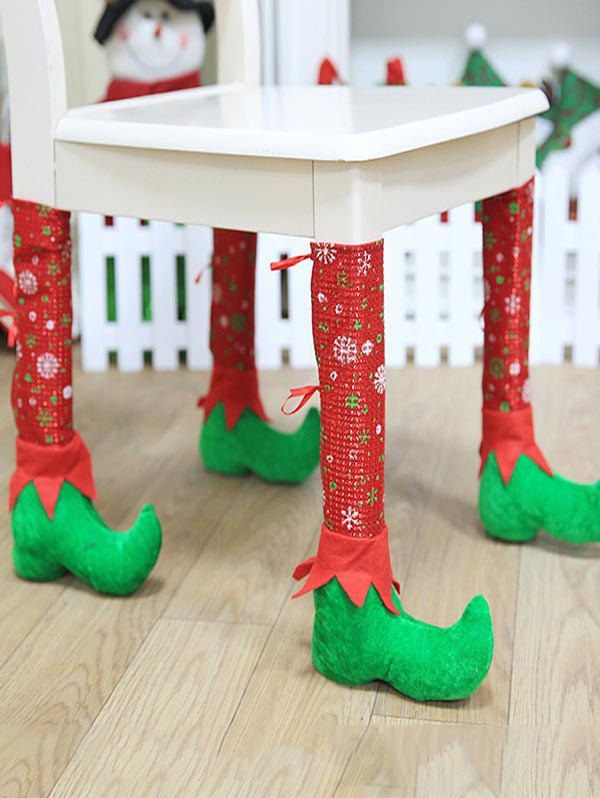 

Christmas Print Table Chair Leg Cover, Red