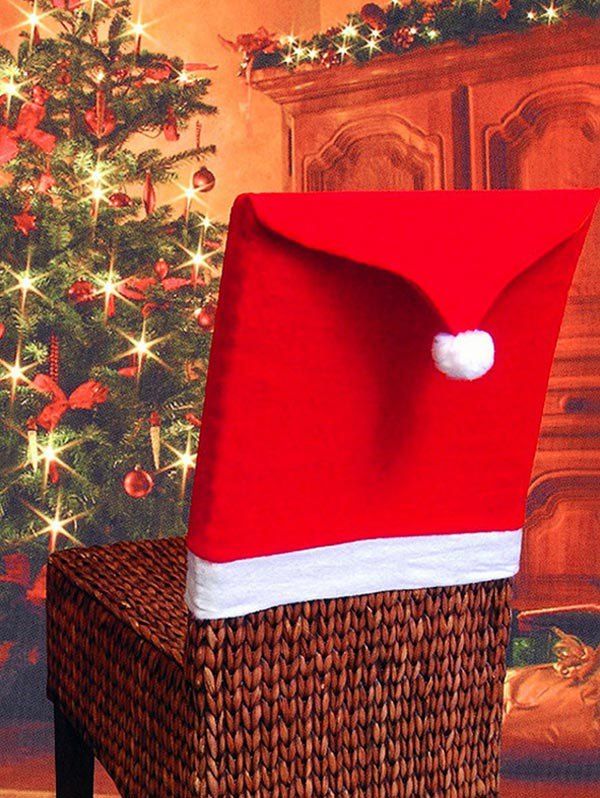 

Colorblock Spliced Christmas Chair Cover, Red