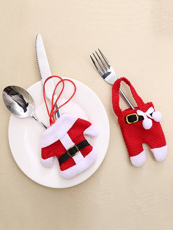 

2 Pcs Christmas Decoration Costume Shape Knives and Forks Cover Bags, Black