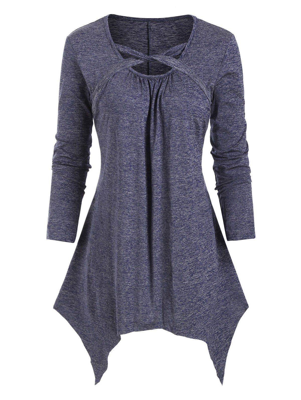 

Heather Criss Cross Handkerchief T-shirt, Slate blue