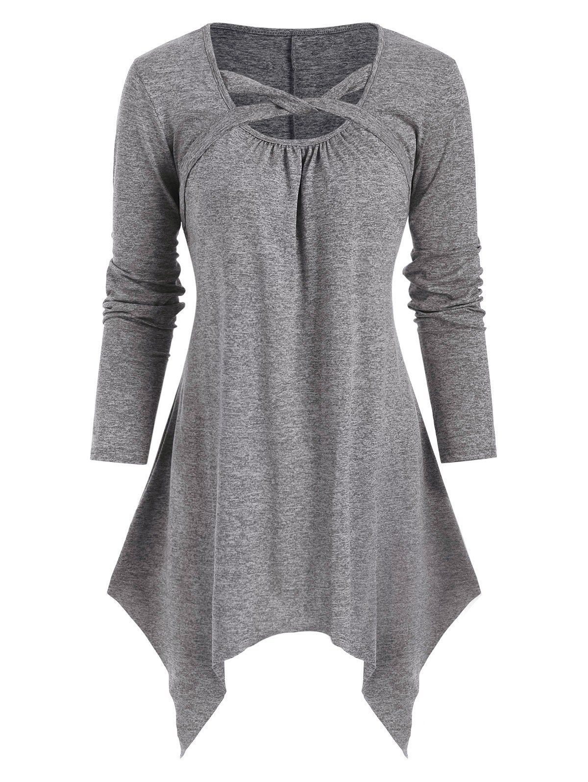 

Heather Criss Cross Handkerchief T-shirt, Gray
