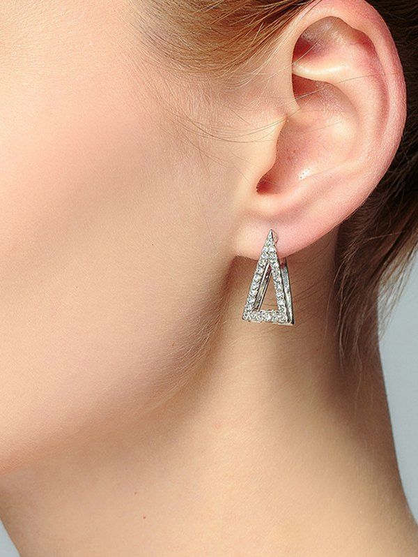 

Rhinestone Double Triangle Stud Earrings, Silver