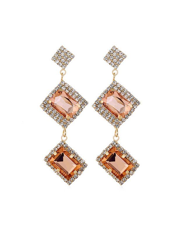 

Faux Ruby Rhinestone Geometric Earrings, Champagne