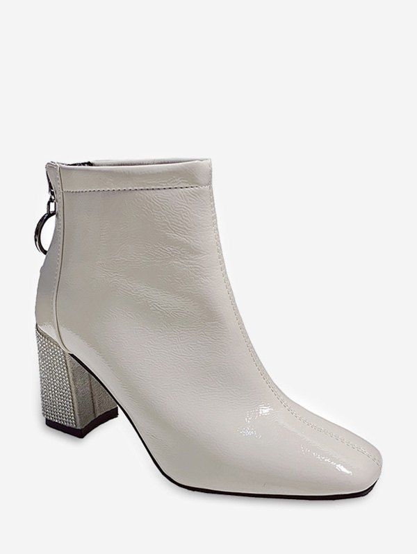 

Solid Color Rhinestone Decoration Boots, Beige