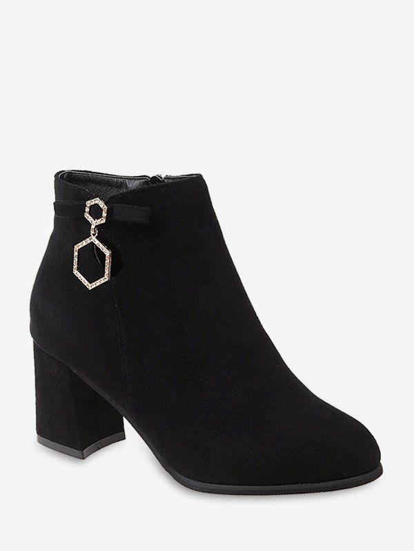 

Rhinestone Decorated Solid Color Boots, Black