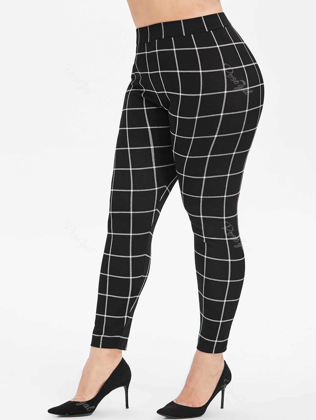 

Plus Size Grid Skinny Leggings, Black