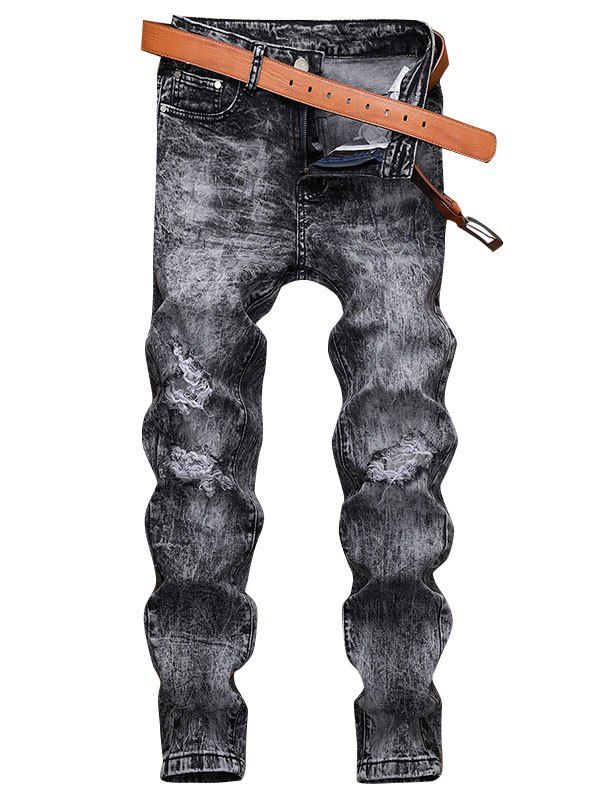 

Destroyed Ripped Design Casual Jeans, Carbon gray