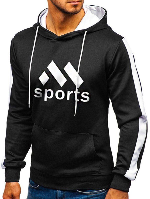 

Sport Graphic Front Pocket Fleece Hoodie, Black