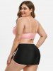 Contrast Binding Harness Strappy Plus Size Bikini Swimsuit -  