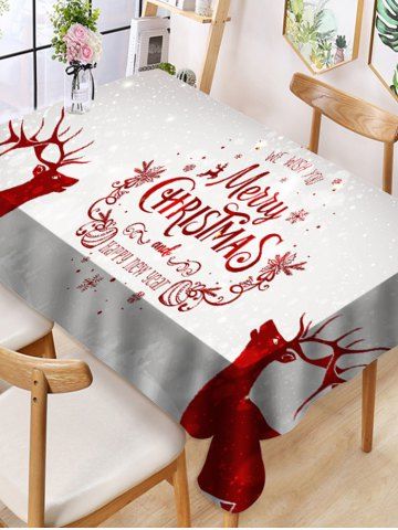 

Merry Christmas Deer Fabric Table Cloth, Crystal cream