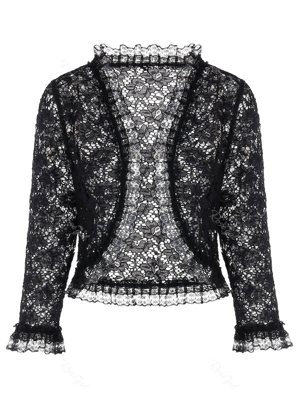 

Plus Size Lace Cape Coat, Black