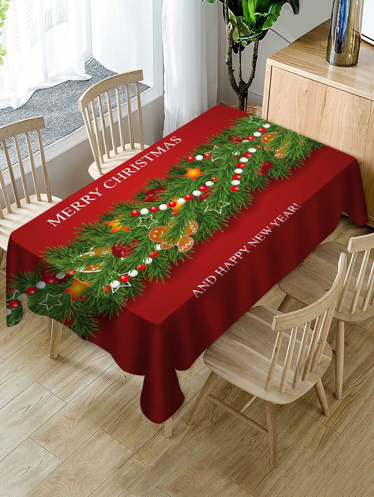 

Merry Christmas Star Fabric Table Cloth, Multi