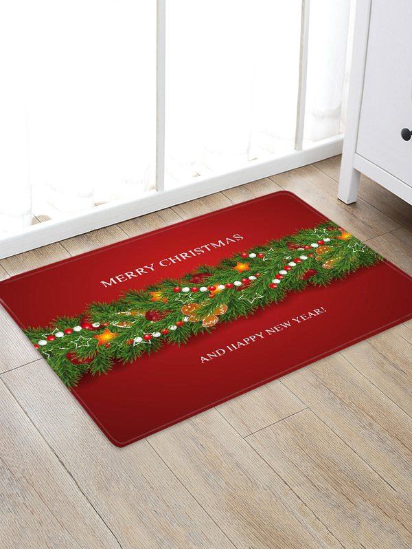 

Merry Christmas New Year Floor Rug, Multi