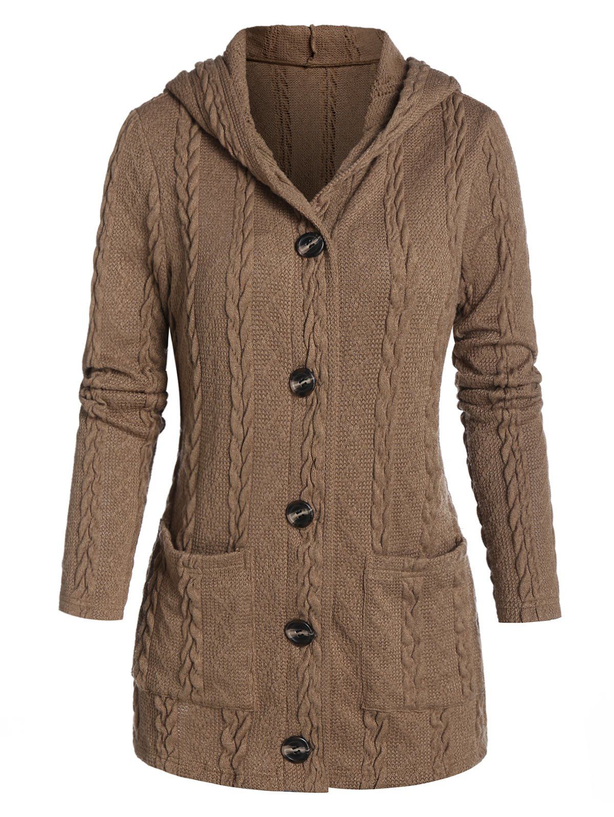 hooded cable knit cardigan
