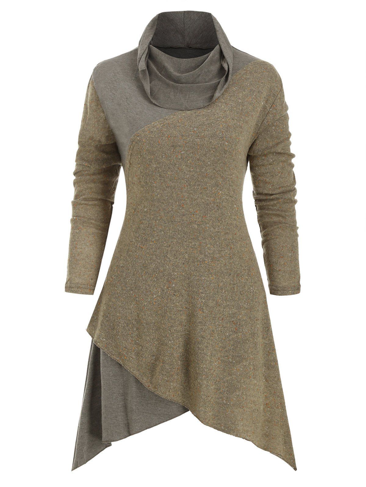

Cowl Neck Confetti Tunic Sweater, Khaki