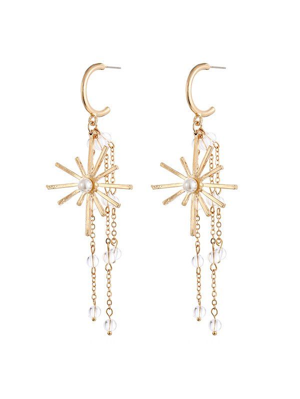

Star Beads Tassel Stud Drop Earrings, Gold