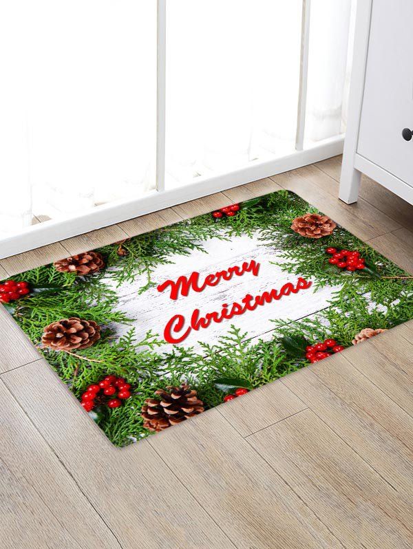 

Merry Christmas Plant Floor Rug, Multi