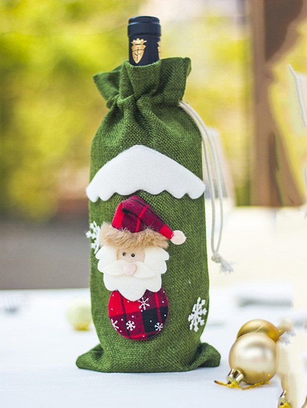 

Christmas Santa Claus Snowman Pattern Drawstring Wine Bottle Cover, Sea turtle green