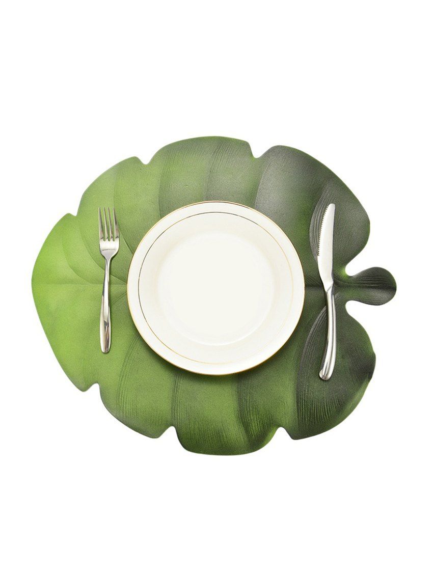 

Tropical Leaf Shape EVA Decorative Placemat, Multi-b