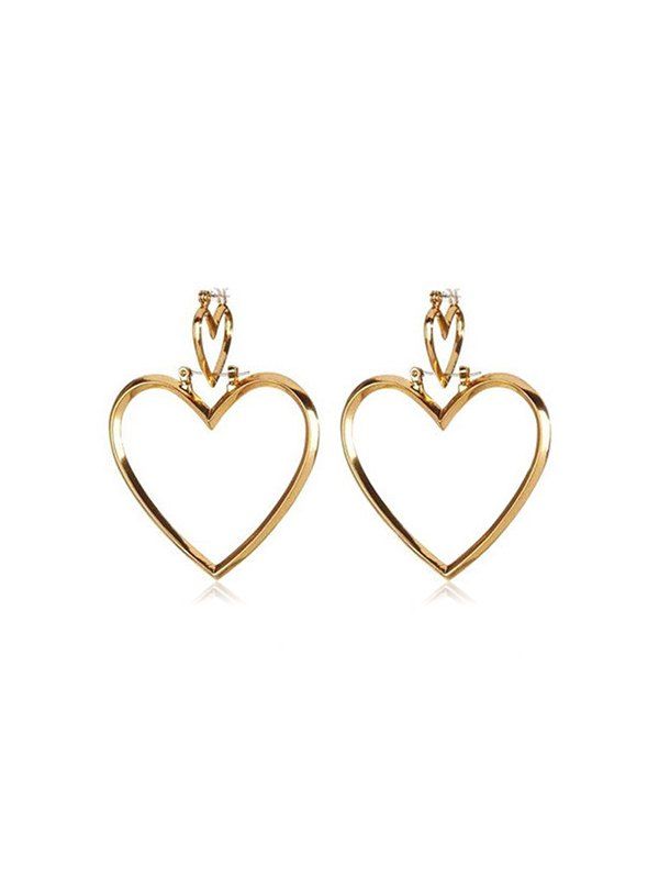

Alloy Hollow Double Heart Drop Earrings, Gold