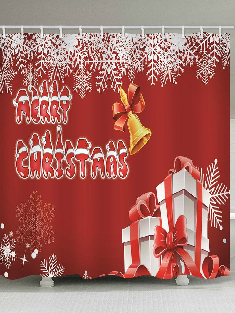 

Merry Christmas Bell Waterproof Shower Curtain, Red